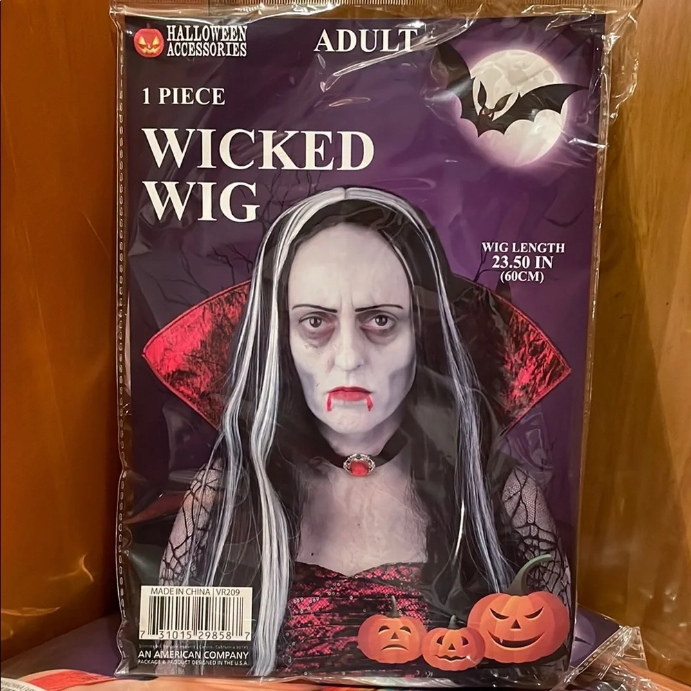 Wicked Wig - Black with White Streaks